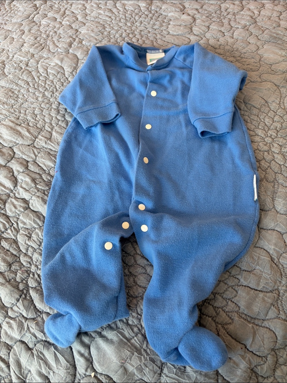 Little Me Blue Fleece Footed One-Piece